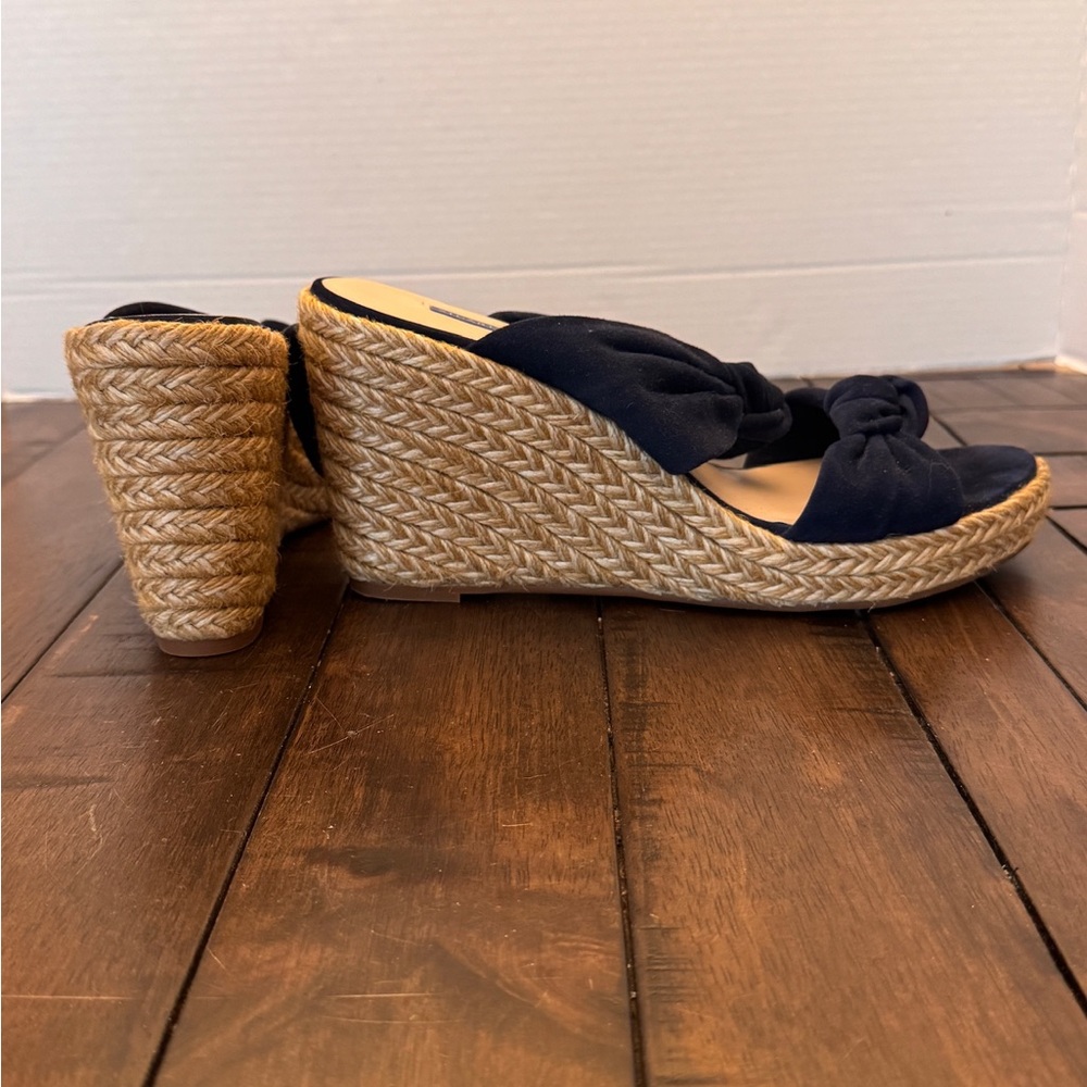 Stuart Weitzman Sarina Black Suede Espadrille Sandals Wedge Sz Women’s 10 - Picture 3 of 11